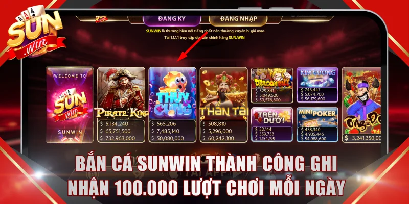 Bắn cá SUNWIN thành công ghi nhận 100.000 lượt chơi mỗi ngày