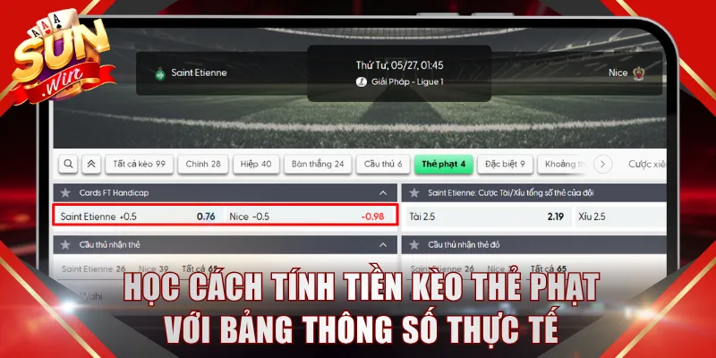Học cách tính tiền kèo thẻ phạt với bảng thông số thực tế