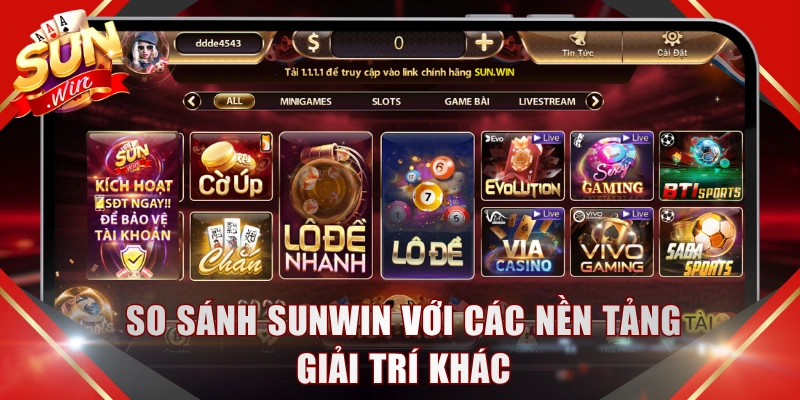 So sánh SUNWIN với các sân chơi khác